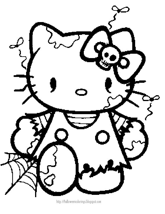 569x737 Halloween Coloring Page Of Hello Kitty As A Zombie Plantilles