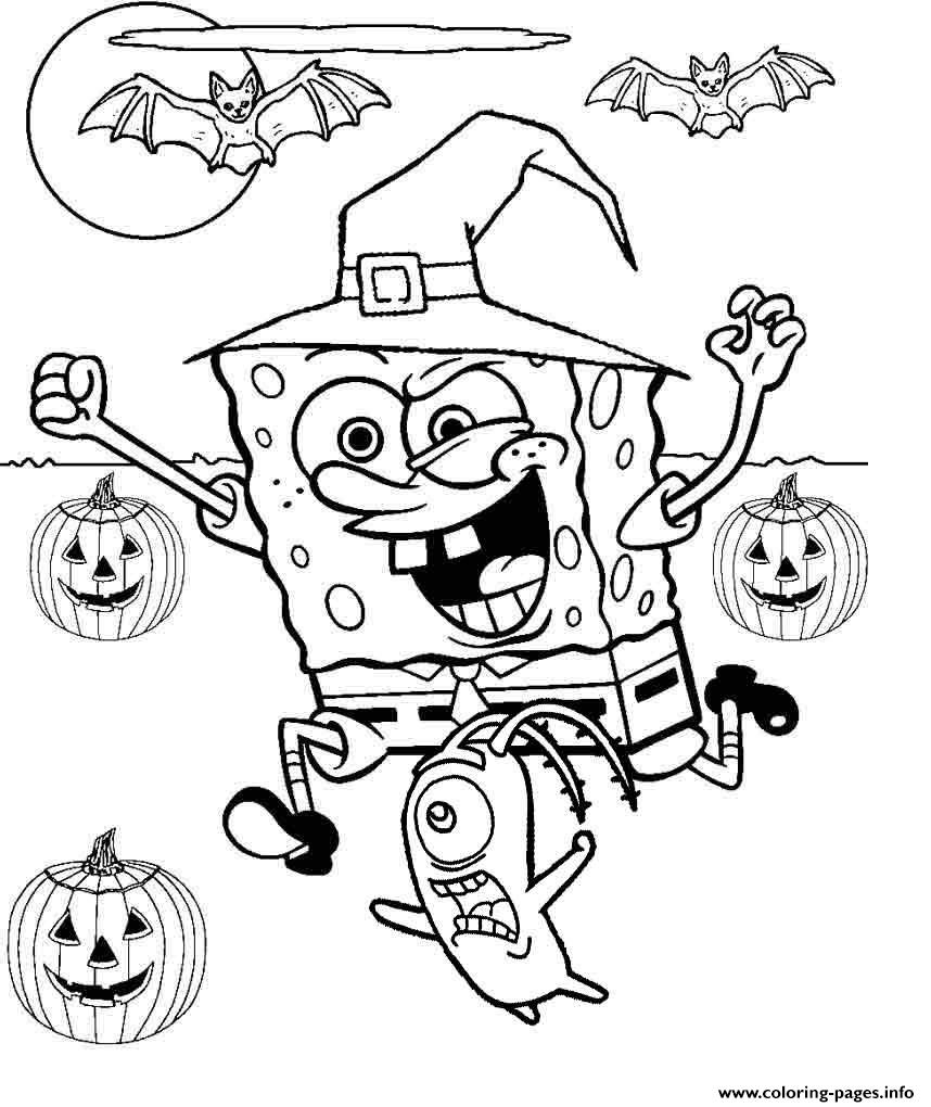 858x1020 Halloween In Spongebob Coloring Pages