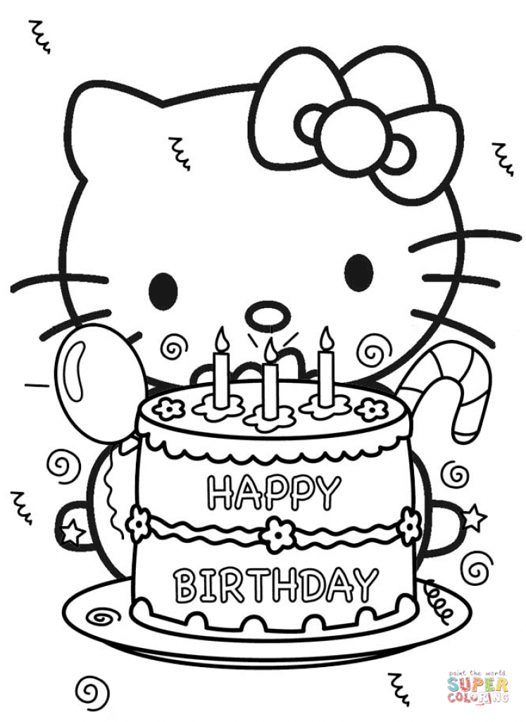 747x1024 Hello Kitty Happy Birthday Coloring Pages
