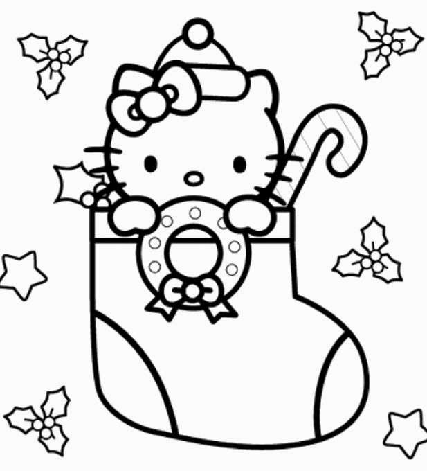 617x680 Hello Kitty Christmas Coloring Pages