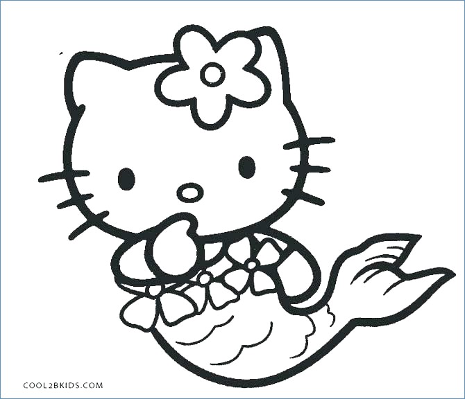670x576 Hello Kitty Little Mermaid Coloring Page