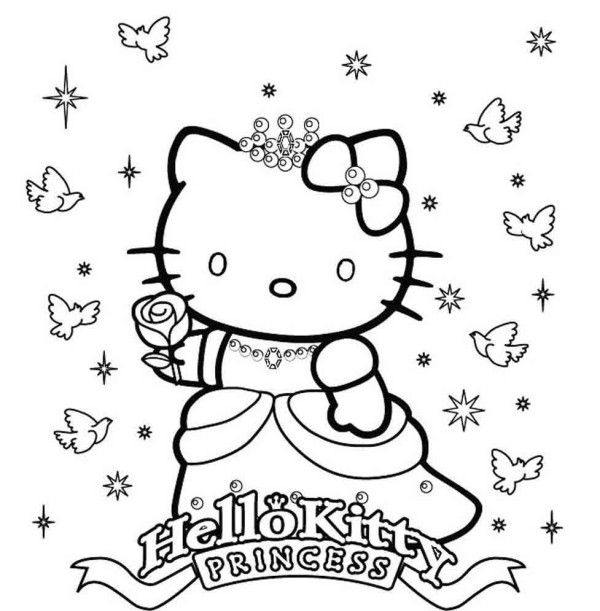 600x611 Princess Hello Kitty Coloring Pages Printable Hello Kitty