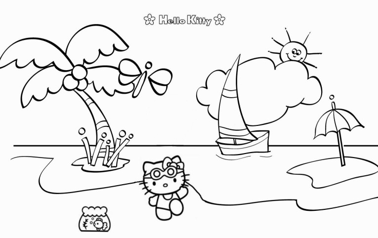 765x482 Exelent Hello Kitty Summer Coloring Pages Motif