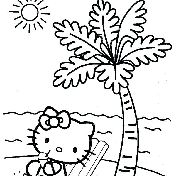 600x600 Hello Kitty Summer Coloring Pages La