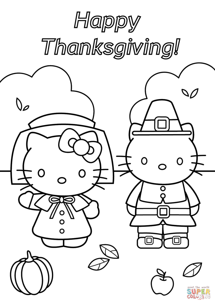 724x1024 Hello Kitty Thanksgiving Coloring Page Free Printable Pages