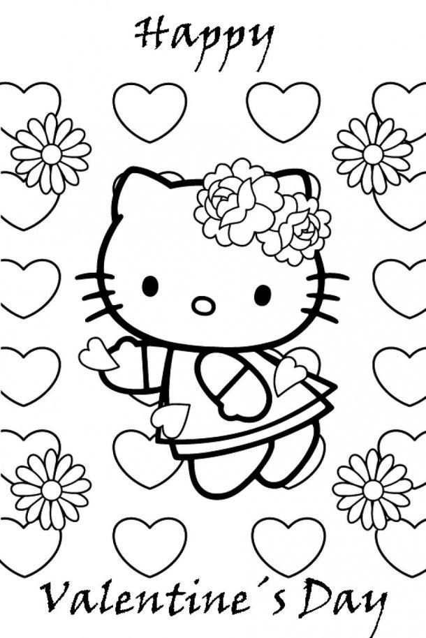 610x914 Valentine Coloring Sheets Hello Kitty Archives