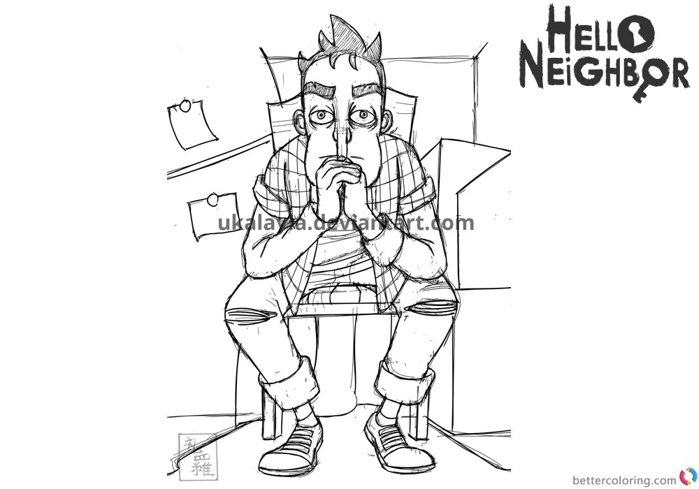 1000x700 Hello Neighbor Coloring Pages Curiosity Nicky Sketch