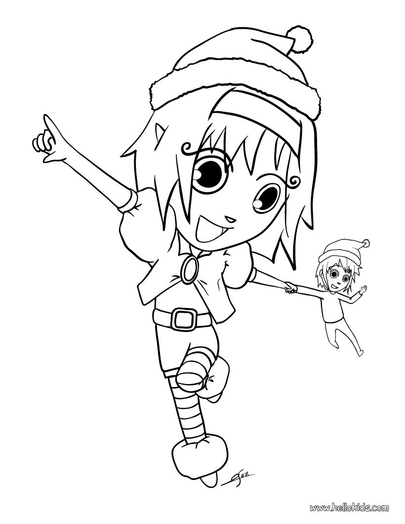 820x1060 Christmas Girl Elf Coloring Pages Hellokids Com For Page