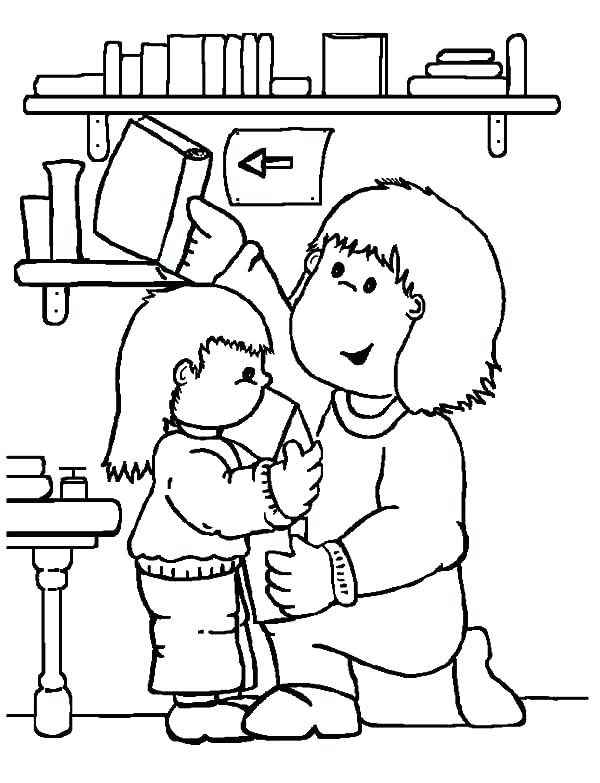 600x783 Childrens Coloring Pages Coloring Pictures Of People Librarian Is