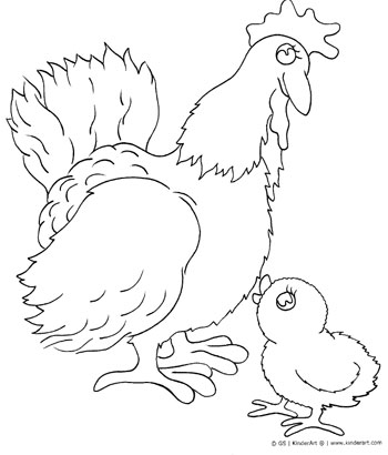 350x410 Chicken And Chick Coloring Page Kinderart