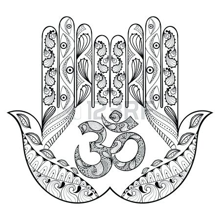 450x450 Henna Coloring Pages Hand Drawn Protection Hand For Adult Coloring