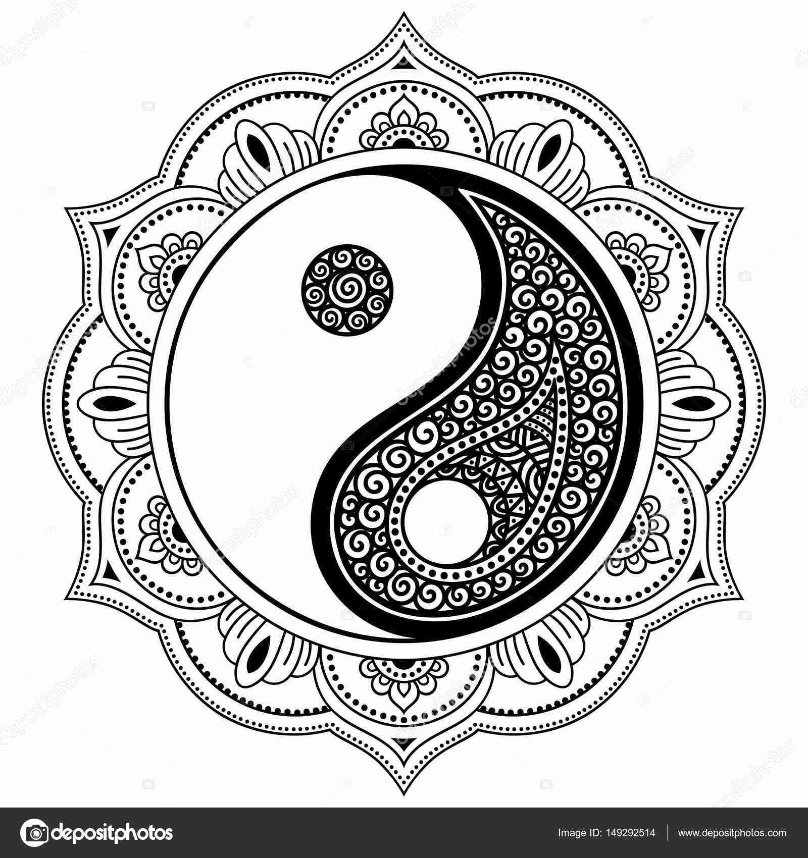 1600x1700 Vector Henna Tatoo Mandala Yin Yang Decorative Symbol Mehndi