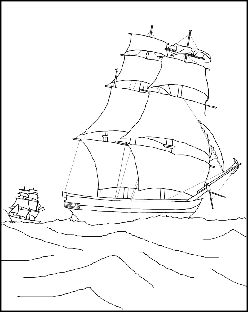 800x1005 Henry Hudson Ship Drawing