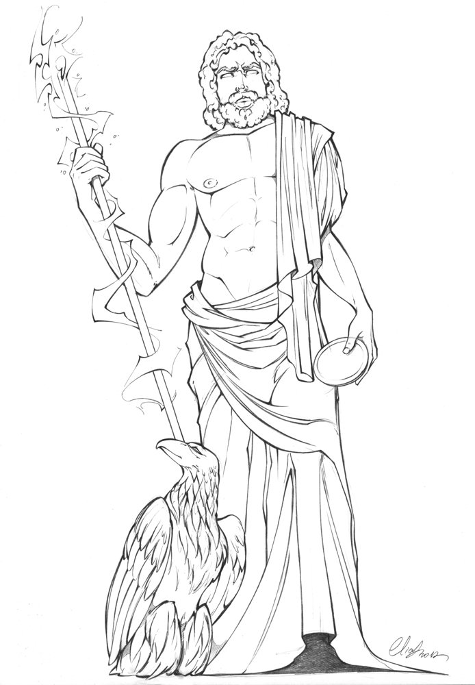 694x1000 Greek God Zeus Drawing