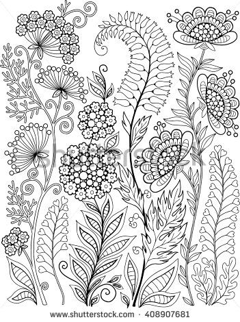 351x470 Coloring Book For Adults For Meditation And Relax. Decorative Wild