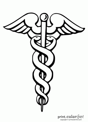 363x500 Caduceus Medical Symbol Coloring Page