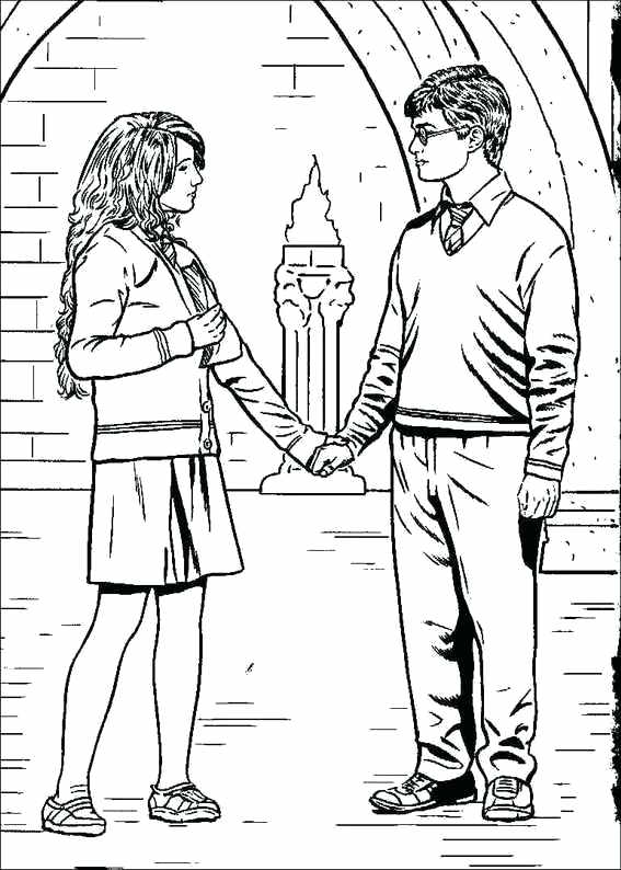 567x794 Harry Potter Ron And Hermione Coloring Pages Laughter Other Things
