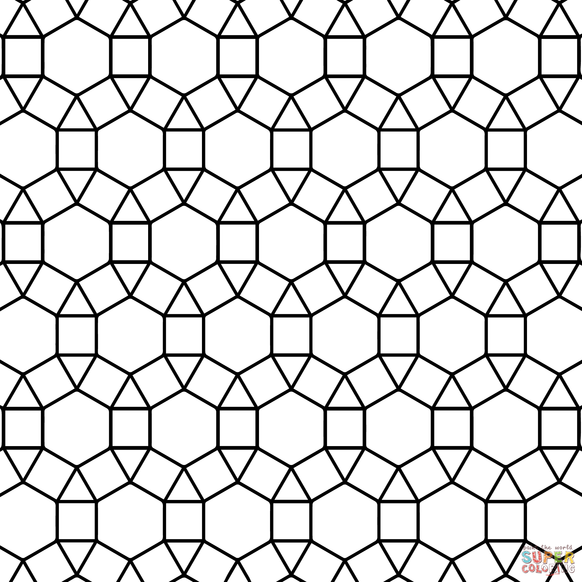2000x2000 Hexagon Quilt Coloring Pages