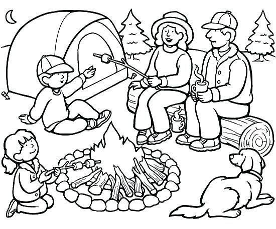 550x458 And Goofy Hiking Coloring Page Family Players 1 Camping Coloring
