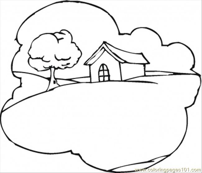 650x556 Cottage On The Hill Coloring Page