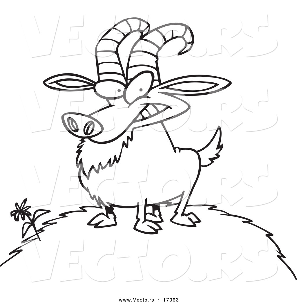 1024x1044 Vector Of A Cartoon Billy Goat On A Hill