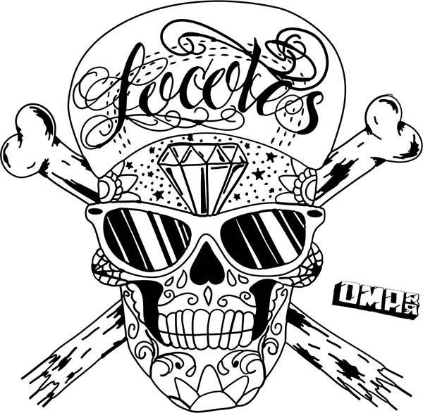 600x587 Coloring Page Of Hip Hop Skull