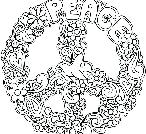 595x544 Hippie Coloring Pages Hippie Coloring Pages With Peace Sign Hippie