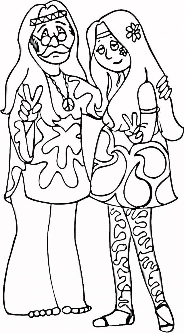 Hippie Coloring Pages Printable