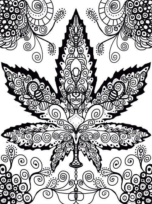 500x667 Pot Leaf, Adult Hippie Coloring. My Coloring Time