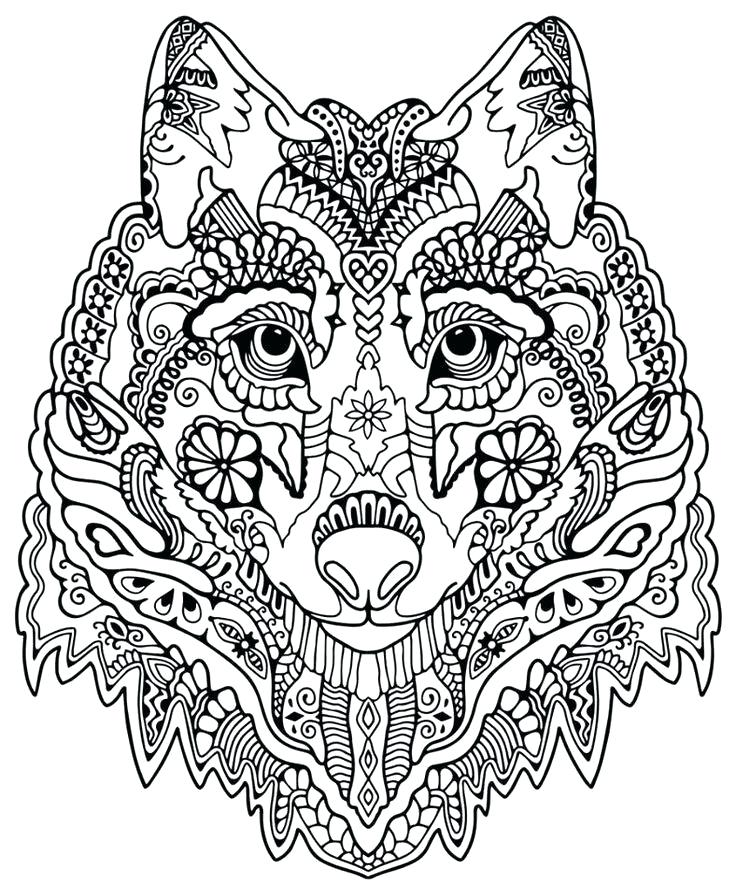 736x896 Breathtaking Hippie Coloring Pages Cute Wolf Adult Mandala Grown