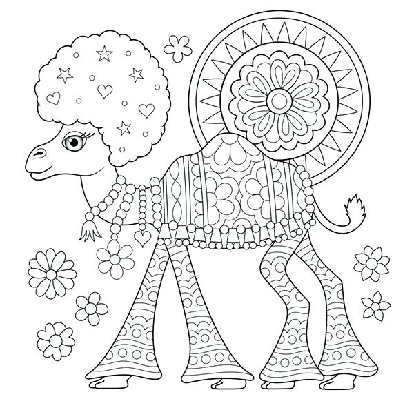 600x582 Hippie Coloring Pages Free Hippie Camel Coloring Page By Hippie