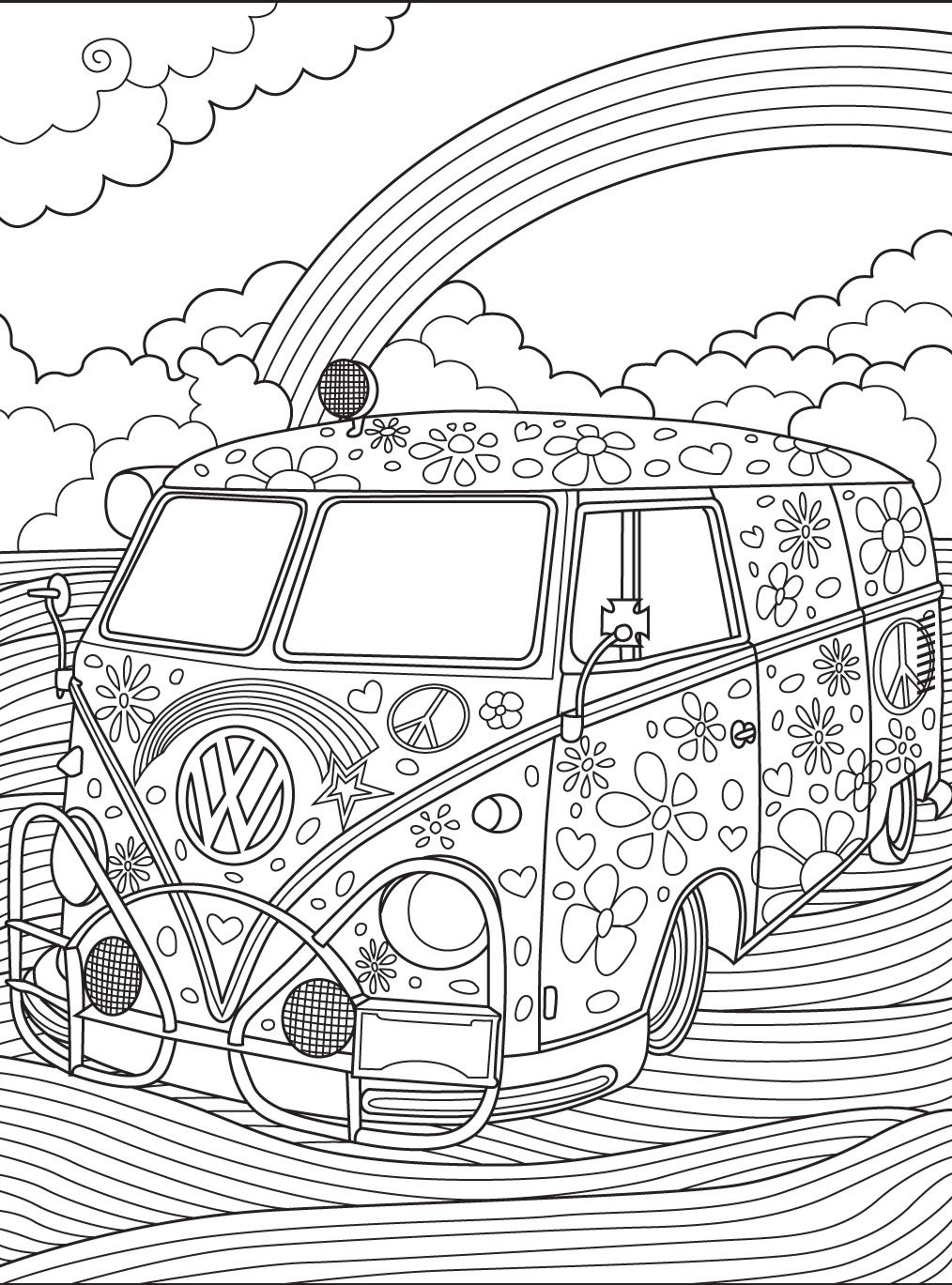 1014x1369 Hippie Van Coloring Pages Free Coloring For Kids 2018