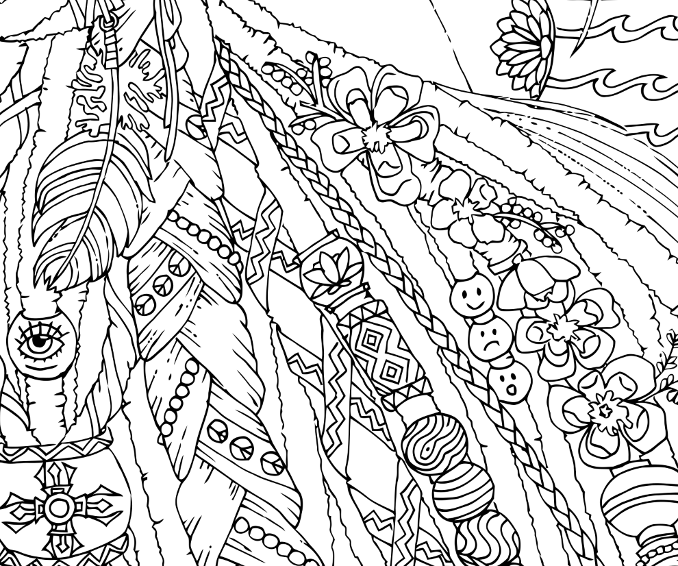 990x826 Dreadlocks Candyhippie Coloring Pages Unusual Hippie For Adults