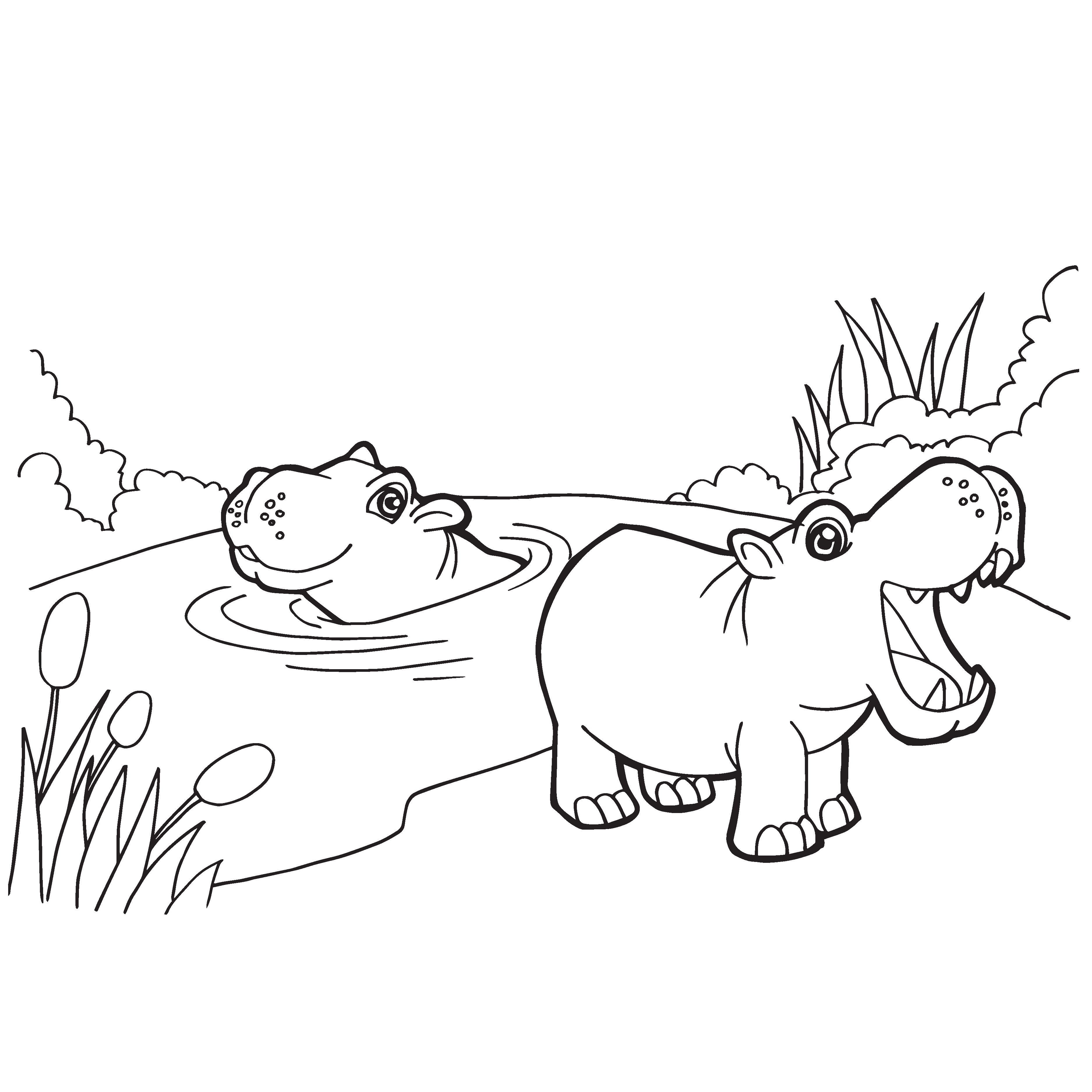 3750x3750 Trend Hippopotamus Coloring Page Pages Free For Kids 2018