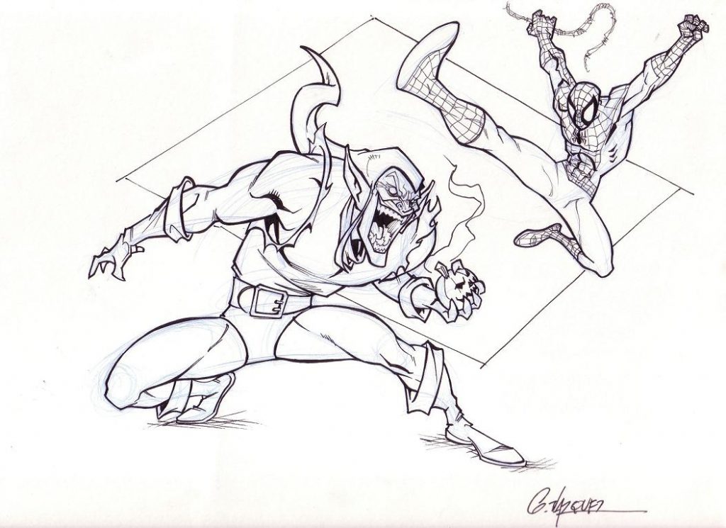 1024x745 Spiderman Vs Green Goblin Coloring Pages