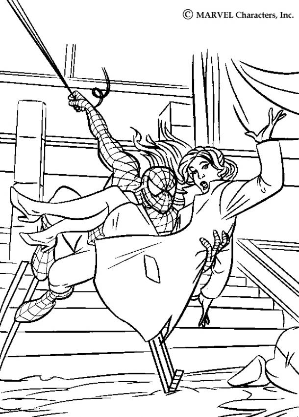 610x850 Spiderman Attacked By Goblin Coloring Pages