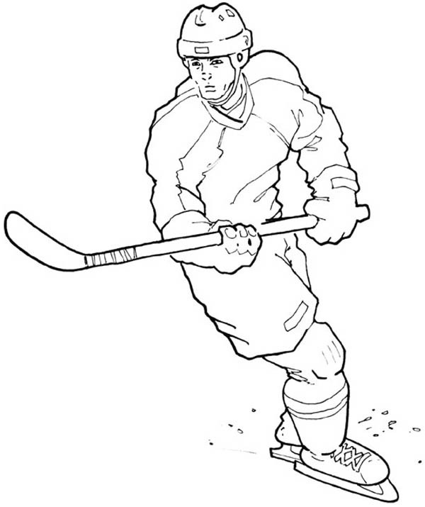 600x715 Amazing Hockey Player Coloring Page