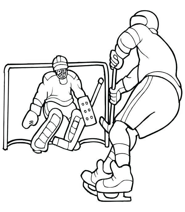 600x687 Hockey Goalie Coloring Pages Hockey Player Solo To Opponent Goal
