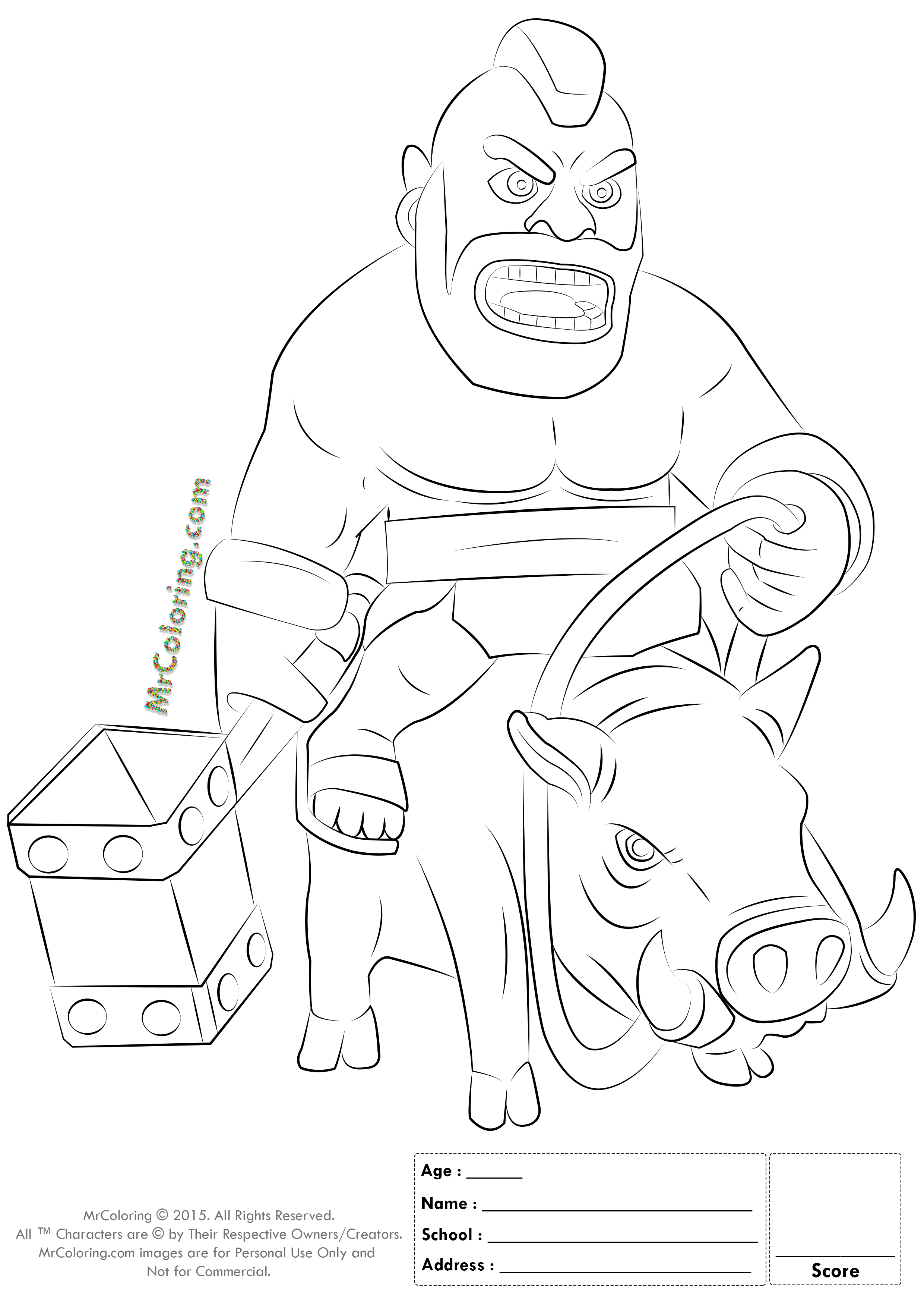 2480x3508 Free Printable Clash Of Clans Hog Rider Coloring Pages 1 Printable