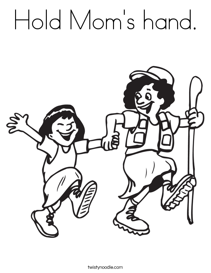 685x886 Hold Mom's Hand Coloring Page