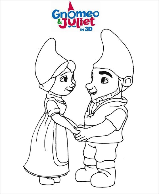 560x683 Lovers Gnomeo Amp Juliet Holding Hands Coloring Page Coloring
