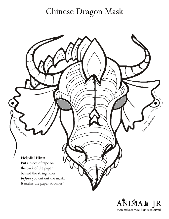 680x880 Printable Dragon Mask Coloring Page Birthday