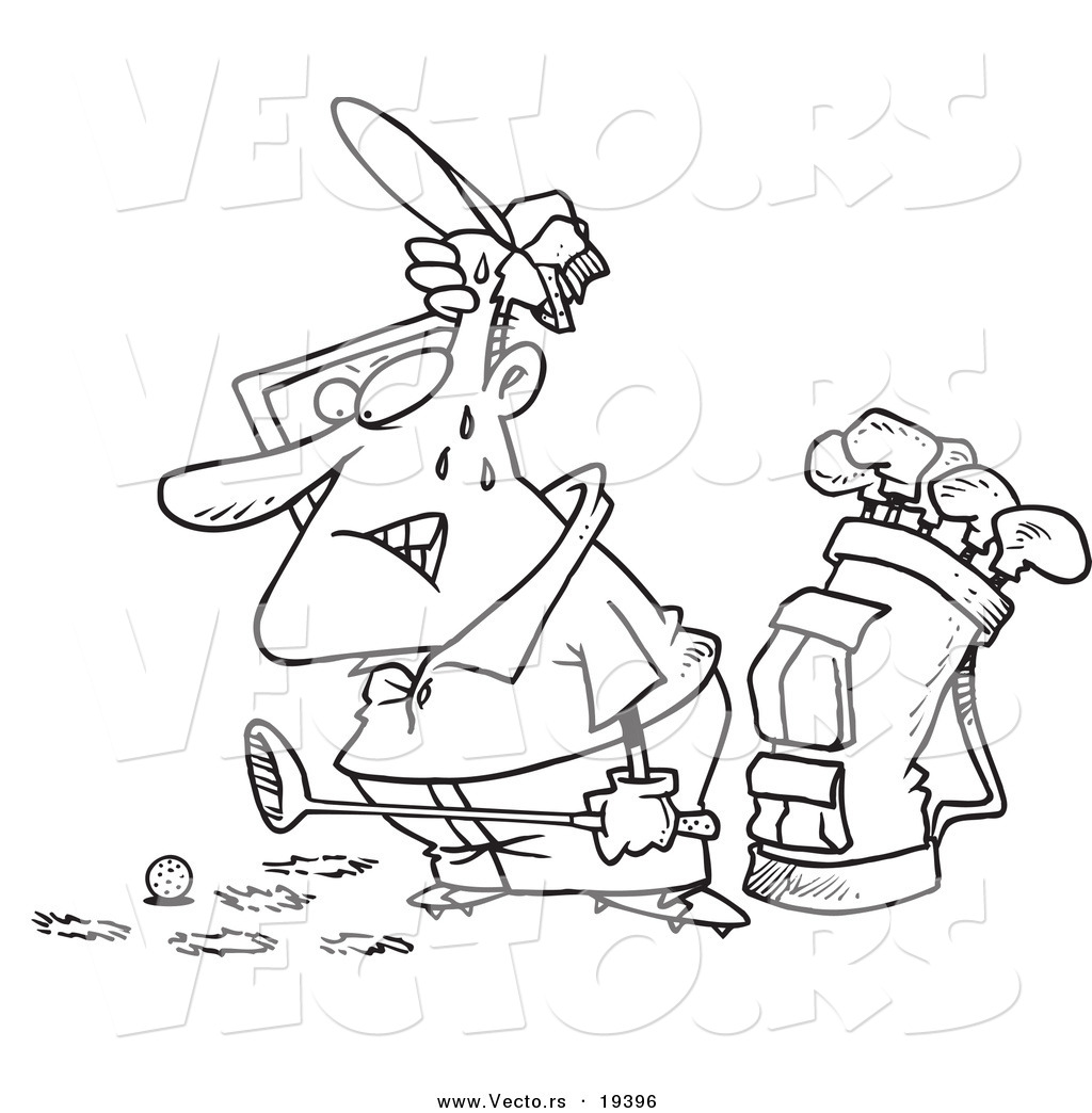 1024x1044 Vector Of A Cartoon Sweaty Golfer With Holes In The Grass