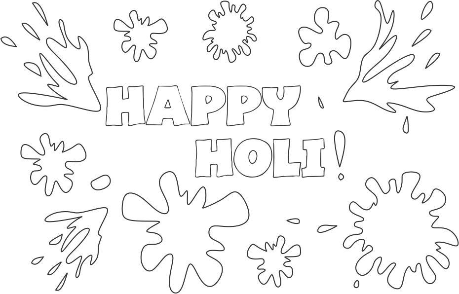930x596 Happy Holi Coloring Printable Page 2 For Kids