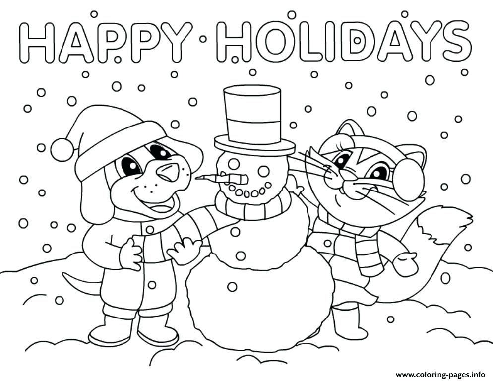994x768 Holiday Coloring Pages Printable Snowman Happy Holidays Coloring
