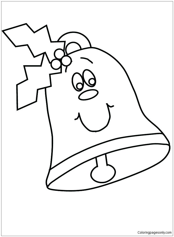 731x996 Holly Coloring Pages Bell With Face And Holly Coloring Page Holly