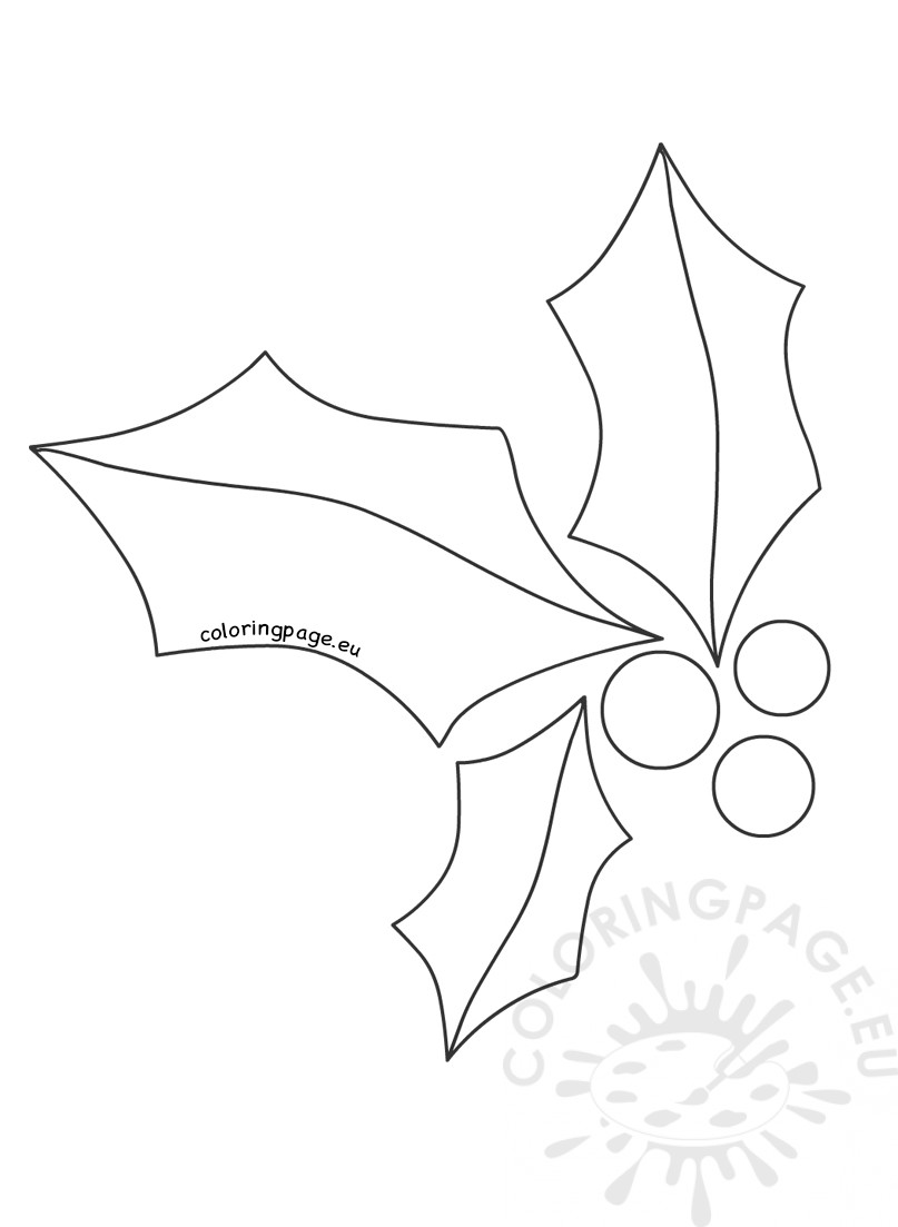 807x1103 Christmas Holly Printable Template Coloring Page