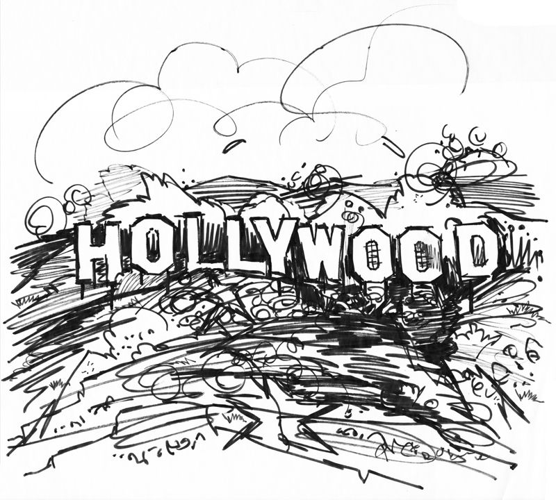 800x720 Hollywood Sign, Los Angeles, Illustration By Jake Marshall,