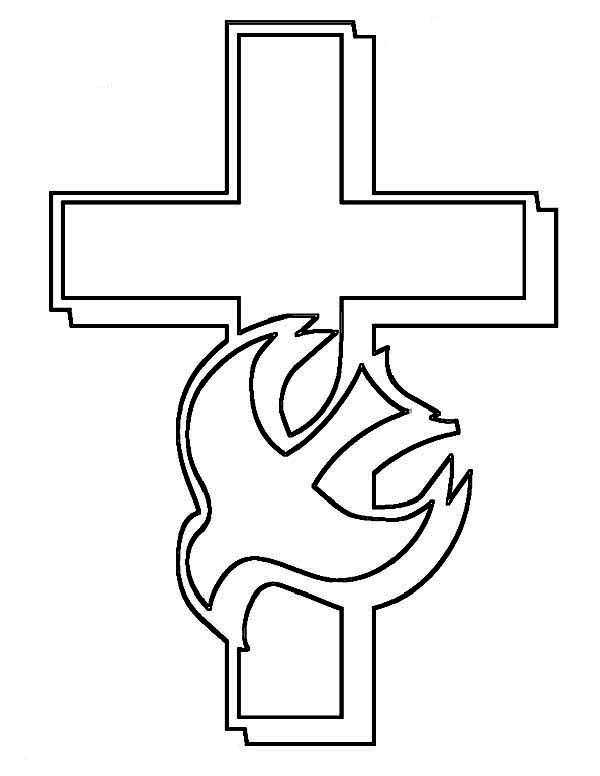 600x776 Cross And Holy Spirit Coloring Page Children's Ministry