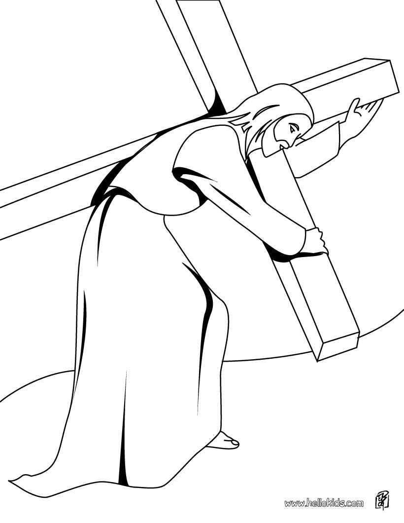 820x1060 Jesus Christ Carrying The Cross Coloring Pages Hellokids Jesus